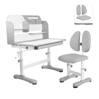 Комплект Anatomica Amadeo парта + стул + надстройка + выдвижной ящик серый