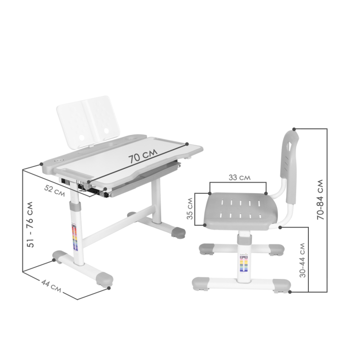 Характеристики Комплект парта и стул Anatomica Vitera (выставочный образец) Характеристики Комплект парта и стул Anatomica Vitera (выставочный образец)